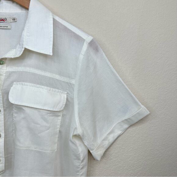 FAHERTY The Uptown Shirt Whisper Ivory Lightweight Organic Cotton Womens Sz M - Picture 7 of 15